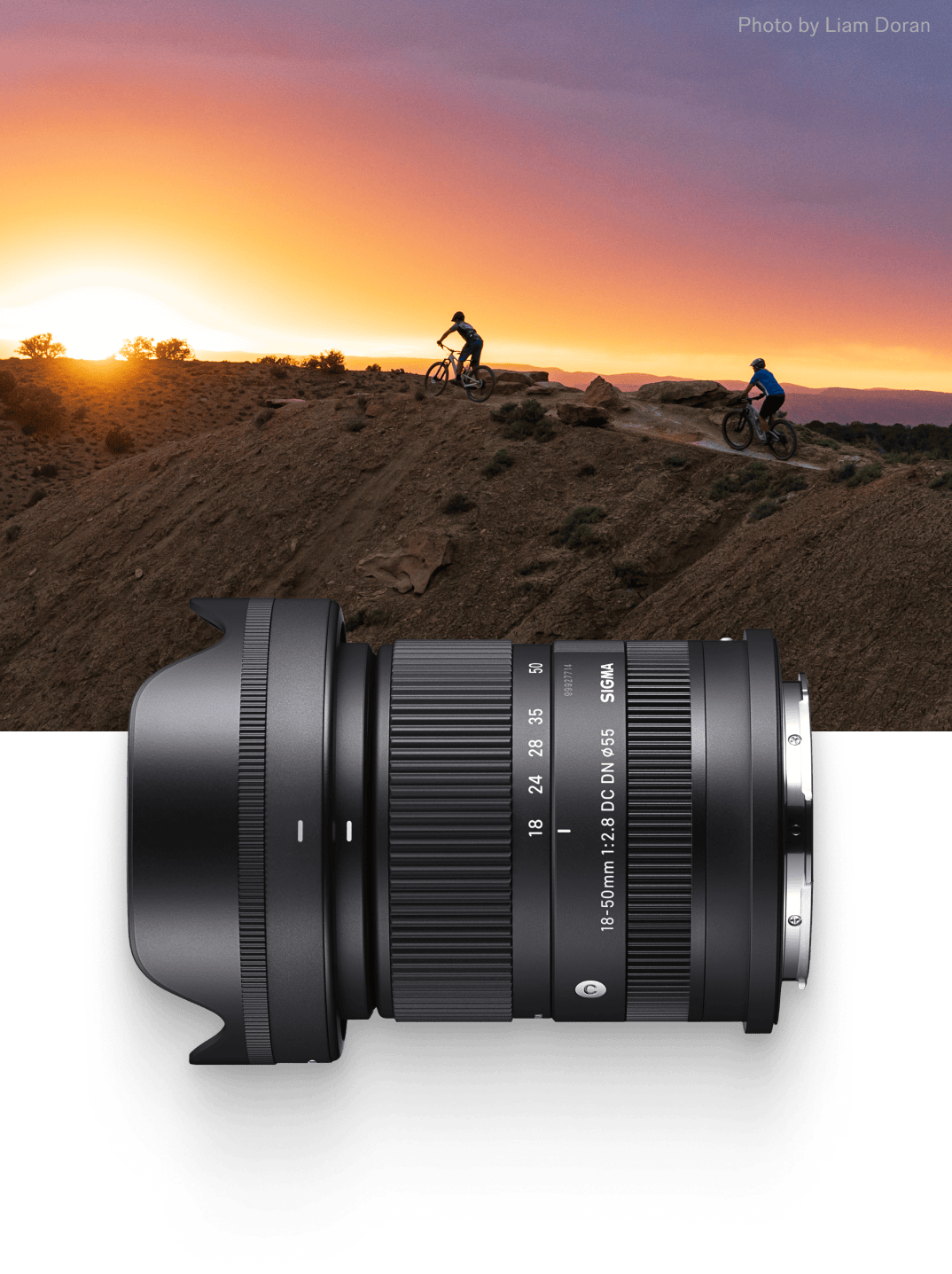 Mountain bikers riding at sunset by Liam Doran